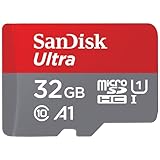 SanDisk Ultra 32 GB microSDHC Memory Card + SD Adapter with A1 App Performance Up to 120 MB/s, Class 10, U1, SDSQUA4-032G-GN6MA , Red/Grey