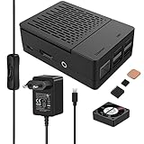 iUniker Boîtier Raspberry Pi 3 avec Ventilateur avec Micro USB 5V 3A - Interrupteur Marche/arrêt - Bloc d'alimentation Pi 3 - Compatible avec Raspberry Pi 3 modèle B / 3B+