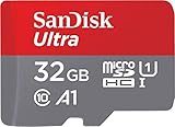 SanDisk Ultra 32 GB microSDHC Memory Card + SD Adapter with A1 App Performance Up to 120 MB/s, Class 10, U1, SDSQUA4-032G-GN6MA , Red/Grey