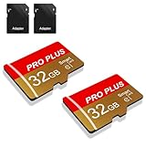 Lot de 2 Carte Mémoire 32 Go avec Adaptateur, Carte Mémoire TF Haute Vitesse, UHS-I, A1, C10, Carte TF pour Tablette/Téléphone/Appareil Photo/Autoradio/Enregistreur de Conduite (TF162 32 Go)