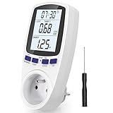 Gifort Wattmètre Prise, Compteur d'énergie AC 185V ~ 264V Compteur de consommation d'énergie, Prise de Moniteur d'utilisation de l'électricité avec écran LCD (Tarifs Doubles)