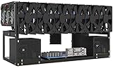 Topaliving 12 GPU Mining Rig Frame, acier, noir, bureau, 12 GPU, 2 blocs d'alimentation ATX, 6 ventilateurs, 12 cm, 240 mm H x 268 mm l x 268 mm P