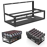Cadre de Plate-Forme Minière, Châssis D'ordinateur SECC Kit de Support de Carte Mère Open Air Miner Mining Frame Rig Case 6 GPU Frame Case Frame Housing Support de Carte (Black)