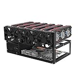 VIVONAS Mining Rig Frame Up to 6/8 GPU, Steel Open Air Miner Frame Rig Case for Crypto Coin Currency Mining, ETH Ethereum Bitcoin Mining Accessories Tools noir
