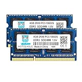 DDR3 1333 SODIMM 8Go (2x4Go) PC3 10600S RAM, DDR3 1333MHz 4GB 2Rx8 PC3 10600S 204-Pin CL9 1.5V d'ordinateur Portable Mémoire