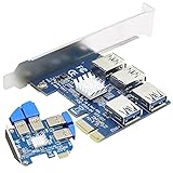 PCIE Splitter 1 à 4 PCI-Express Riser Card, Multiplicateur Adaptateur PCI-E de 1 à 4 Tours USB 3.0 Riser Card pour Riser PCI Express 16x ETH Miner GPU Crypto Bitcoin Ethereum