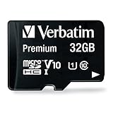 Verbatim Carte mémoire microSDHC Premium 32 Go noire avec adaptateur - pour capture vidéo full HD - résiste à l'eau & aux chocs - carte mémoire SD pour appareil photo smartphone tablette