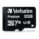 Verbatim Carte mémoire microSDHC Premium 32 Go noire avec adaptateur - pour capture vidéo full HD - résiste à l'eau & aux chocs - carte mémoire SD pour appareil photo smartphone tablette