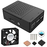 Coque Geeekpi - Pour Raspberry Pi 3 Modèle B + (B Plus) - Avec ventilateur de refroidissement et 3 dissipateurs - Pour Raspberry Pi 3/2 Modèle B (carte Raspberry Pi non incluse) Noir