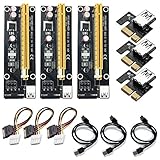 4 Pin PCI-e 1X à 16X Enhanced Powered Riser Carte Adaptateur et USB 3,0 Extension Cable, 4 à SATA Power Cable, GPU Riser Adapter, Adapté Pour GPU Graphic Card Express Ethereum Mining ETH (3 Pièces)