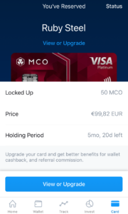 La carte Metal Visa MCO de crypto.com
